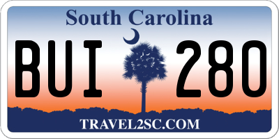 SC license plate BUI280