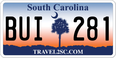 SC license plate BUI281