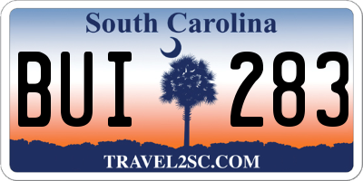 SC license plate BUI283