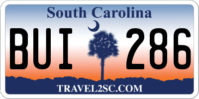 SC license plate BUI286