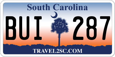 SC license plate BUI287
