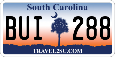 SC license plate BUI288