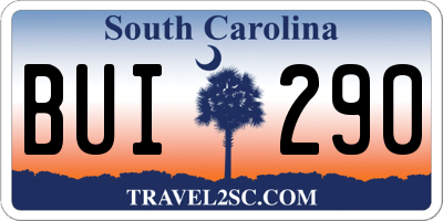 SC license plate BUI290