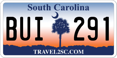 SC license plate BUI291