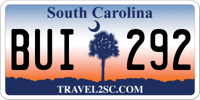 SC license plate BUI292