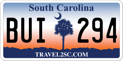 SC license plate BUI294