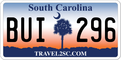 SC license plate BUI296