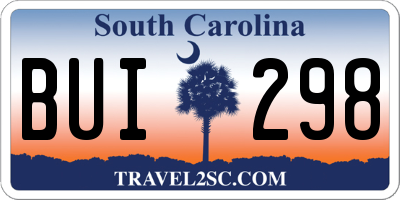 SC license plate BUI298