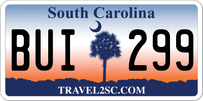 SC license plate BUI299