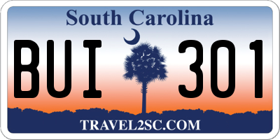 SC license plate BUI301