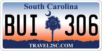 SC license plate BUI306