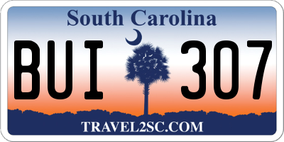 SC license plate BUI307