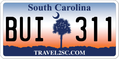 SC license plate BUI311