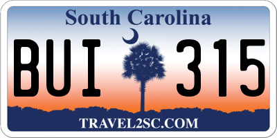 SC license plate BUI315