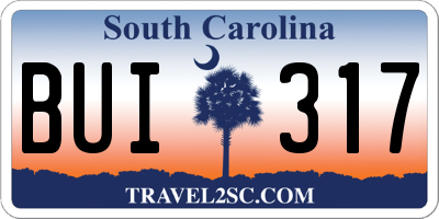 SC license plate BUI317