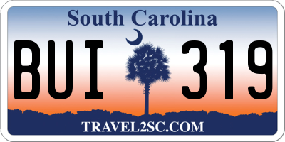 SC license plate BUI319