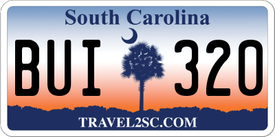 SC license plate BUI320