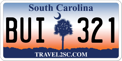 SC license plate BUI321