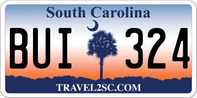 SC license plate BUI324