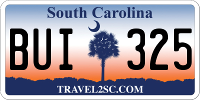 SC license plate BUI325