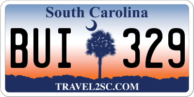 SC license plate BUI329