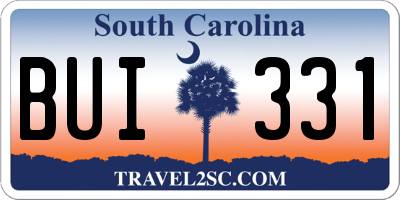 SC license plate BUI331