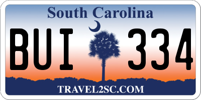 SC license plate BUI334