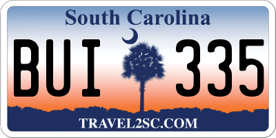 SC license plate BUI335