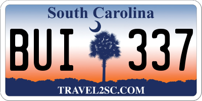 SC license plate BUI337