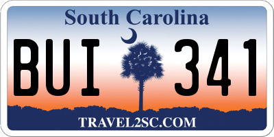 SC license plate BUI341