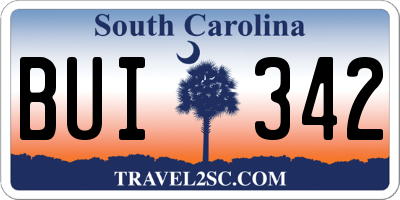 SC license plate BUI342
