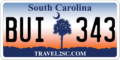 SC license plate BUI343