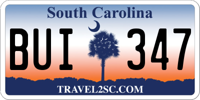 SC license plate BUI347