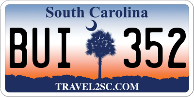 SC license plate BUI352