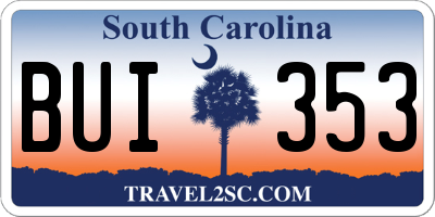 SC license plate BUI353