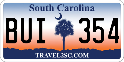 SC license plate BUI354