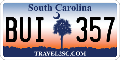 SC license plate BUI357