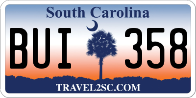 SC license plate BUI358