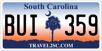 SC license plate BUI359