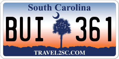 SC license plate BUI361