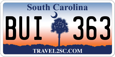 SC license plate BUI363