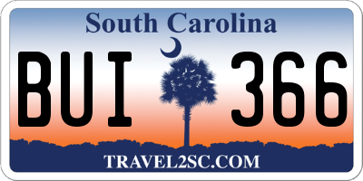 SC license plate BUI366