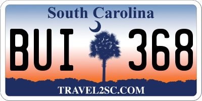 SC license plate BUI368