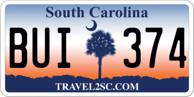 SC license plate BUI374