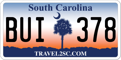 SC license plate BUI378