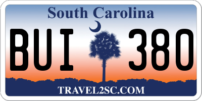 SC license plate BUI380