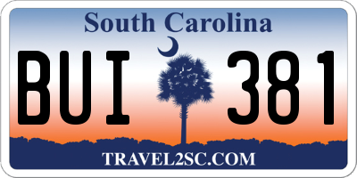 SC license plate BUI381