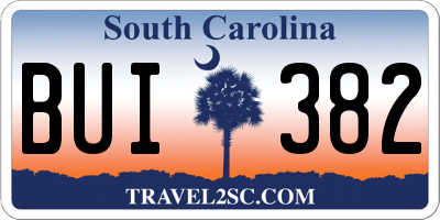 SC license plate BUI382