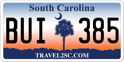 SC license plate BUI385