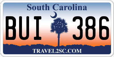 SC license plate BUI386